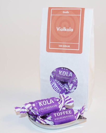 [L9572] Violet toffee Kolafabriken white bag with window 100g