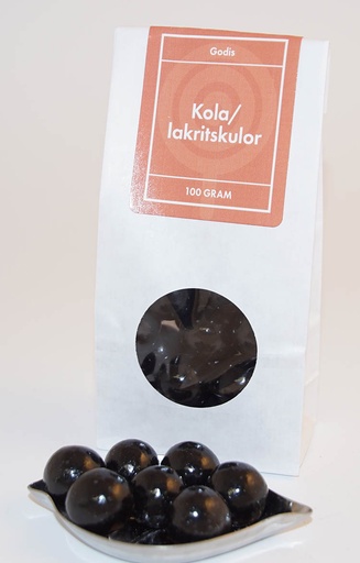 [L9592] Kola lakritskula NARR vit påse med fönster 100g