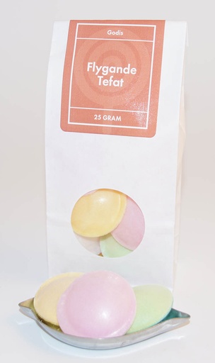 [L9724] Flygande tefat vit påse med fönster 25g