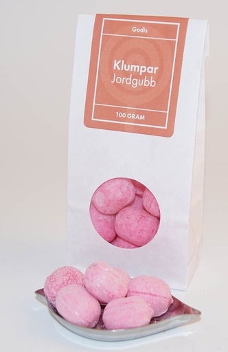[L9738] Clumps Strawberry white bag with window 100g