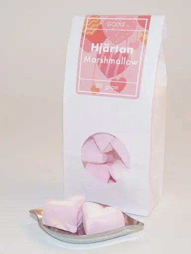 [L9755B] Hearts marshmallow white matt bag with window 50g