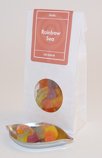 [L9760] Rainbow Sea godis vit påse med fönster 100g