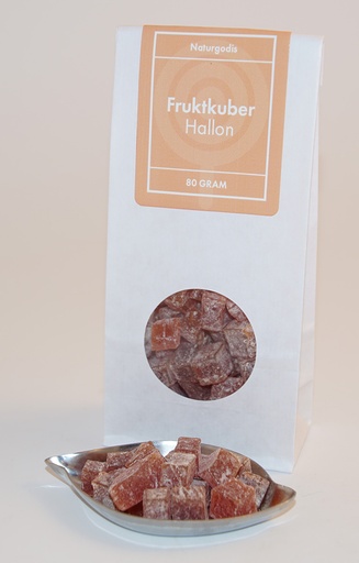 [L9790] Fruit cubes Raspberry flavour in white bags with window 80g