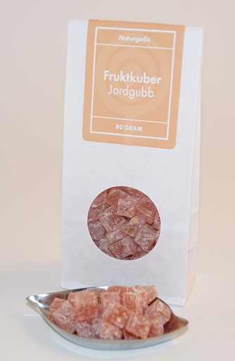 [L9791] Fruit cubes Strawberry flavour in white bags with window 80g