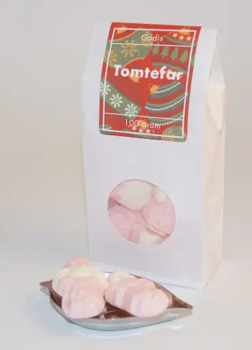 [L9902B] Tomtefar vit påse med fönster 100g