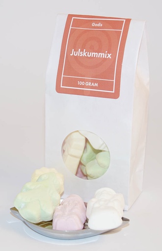 [L9907] Christmas marshmallow mix FRANSSONS white bag with window 100g