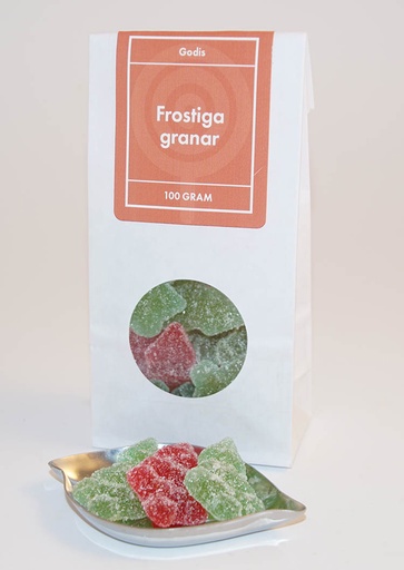 [L9916] Frostiga granar vit påse med fönster