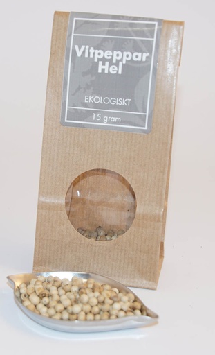 [LE258] Vitpeppar hel EKO brun påse med fönster 15g