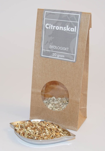 [LE43] Citronskal 2-4mm EKO brun påse med fönster 20g