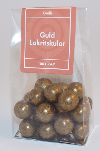 [P9050] Guld lakritskulor Chokly fp ståpåse 100g