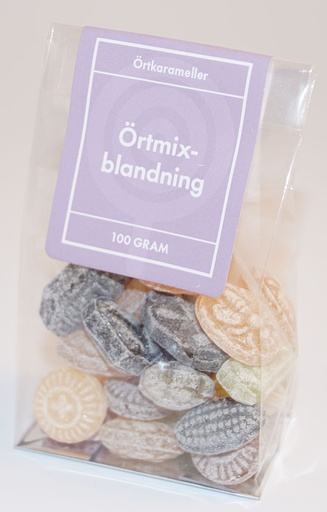 [P9141] Örtmixblandning örtkarameller i ståpåse 100g