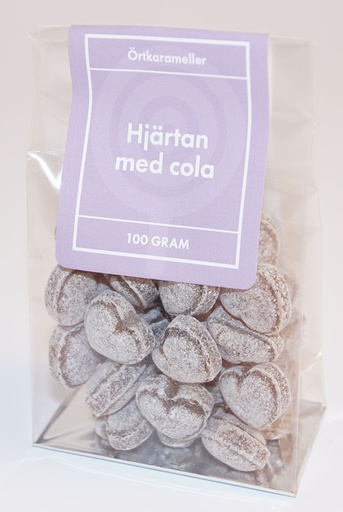 [P9168] Hearts with cola herbal candies in stand-up pouch 100g