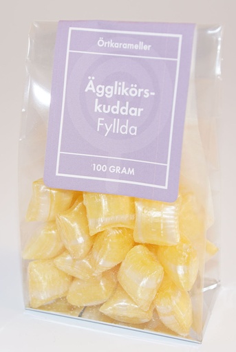 [P9173] Ägglikörkuddar fyllda örtkarameller i ståpåse 100g