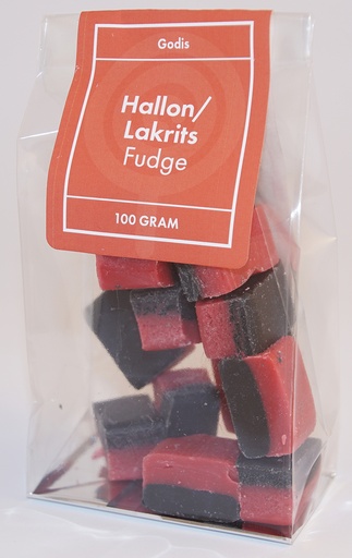 [P9383] Hallon/Lakritsfudge kolafabriken i ståpåse 100g
