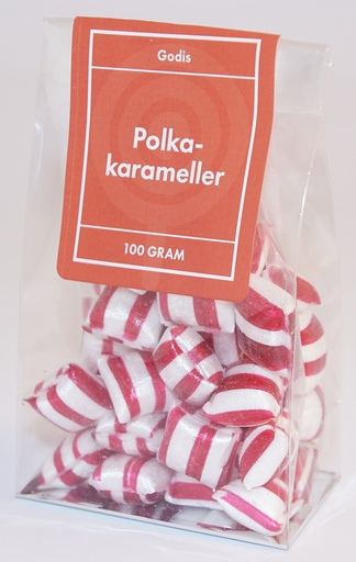[P9411] Polkakarameller GRENNA fp i ståpåse 100g