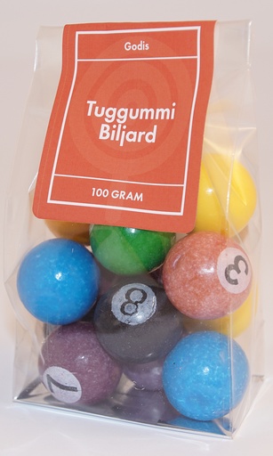 [P9543] Tuggummi biljardkulor i ståpåse 100g
