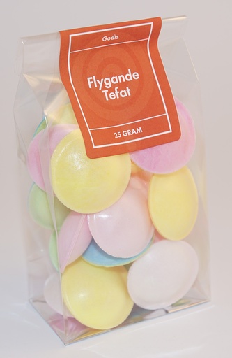 [P9724] Flygande tefat fp i ståpåse 25g