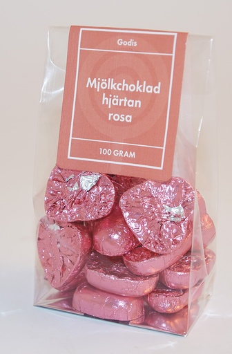 [P9763] Chokladhjärtan Rosa papper fp i ståpåse