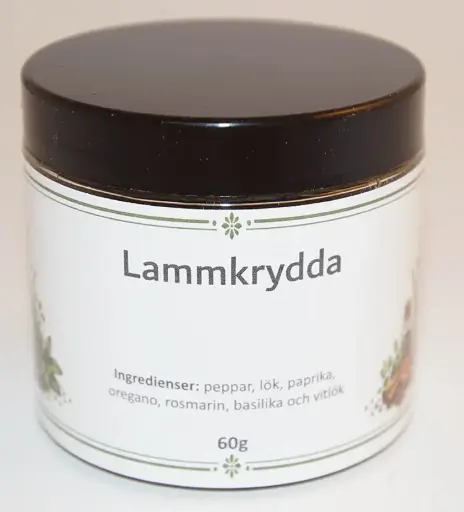 [S121D] Lammkrydda fp i petburk med svart lock 60g