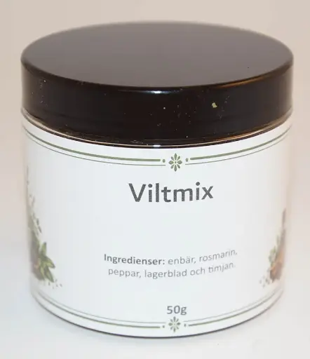 [S251D] Viltmixkrydda i petburk med svart lock 100g
