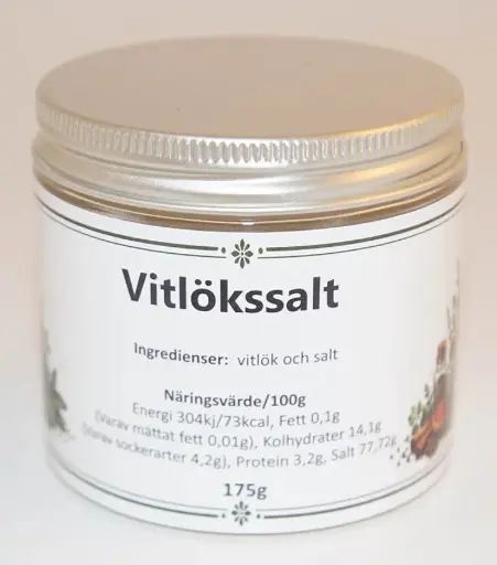 [S255B] Garlic salt pack in PET jar with silver lid 175g
