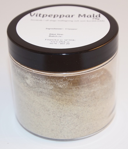 [S256D] White pepper ground pack in PET jar with black lid 75g