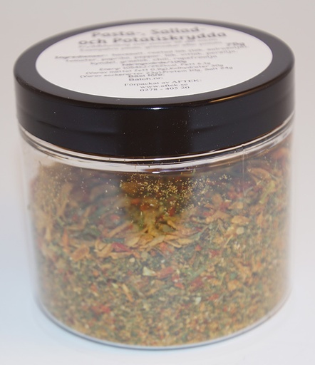 [S282D] Pasta Sallad Potatiskrydda fp i petburk med svart lock 75g