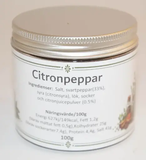 [S28B] Citronpeppar fp i petburk med silverlock 100g