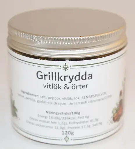 [S305B] Grill seasoning garlic/herbs in PET jar with silver lid 120g