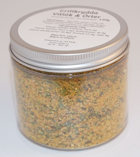 [S305B] Grill seasoning garlic/herbs in PET jar with silver lid 120g