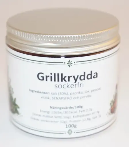 [S306B] Grillkrydda sockerfri fp i PET med silver lock 100g