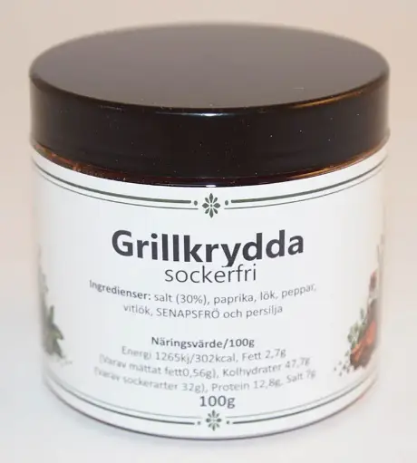 [S306D] Grill seasoning sugar-free pack in PET with black lid 100g
