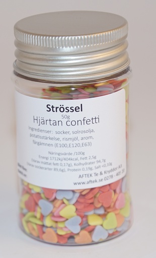 [S7106] Hjärtströssel Confetti fp i PETburk 50g