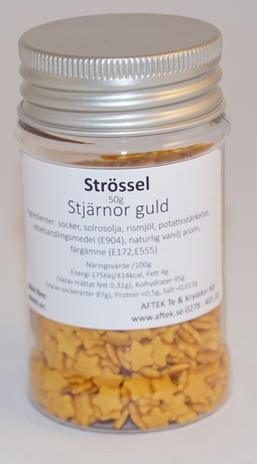 [S7108] Strössel Stjärnor Guld fp i PETburk 50g