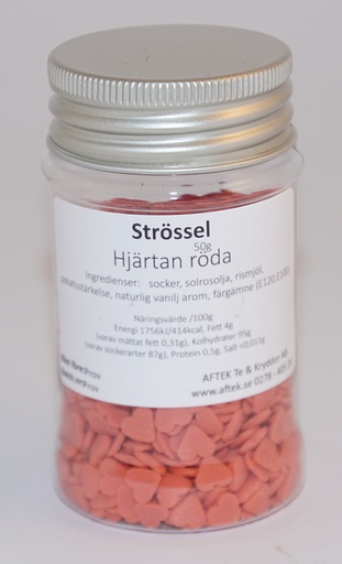 [S7110] Sprinkles Red hearts pack in PET jar 50g