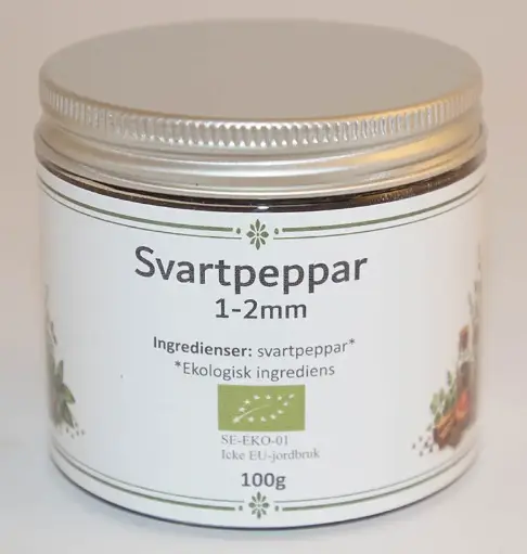 [SE218B] Svartpeppar 1-2mm EKO fp i PET-burk 100g