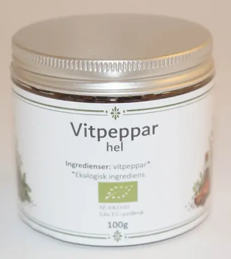 [SE258B] Vitpeppar hel EKO fp i PET-burk