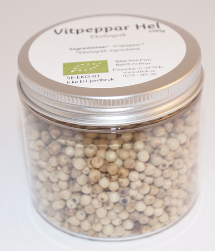 [SE258B] Vitpeppar hel EKO fp i PET-burk